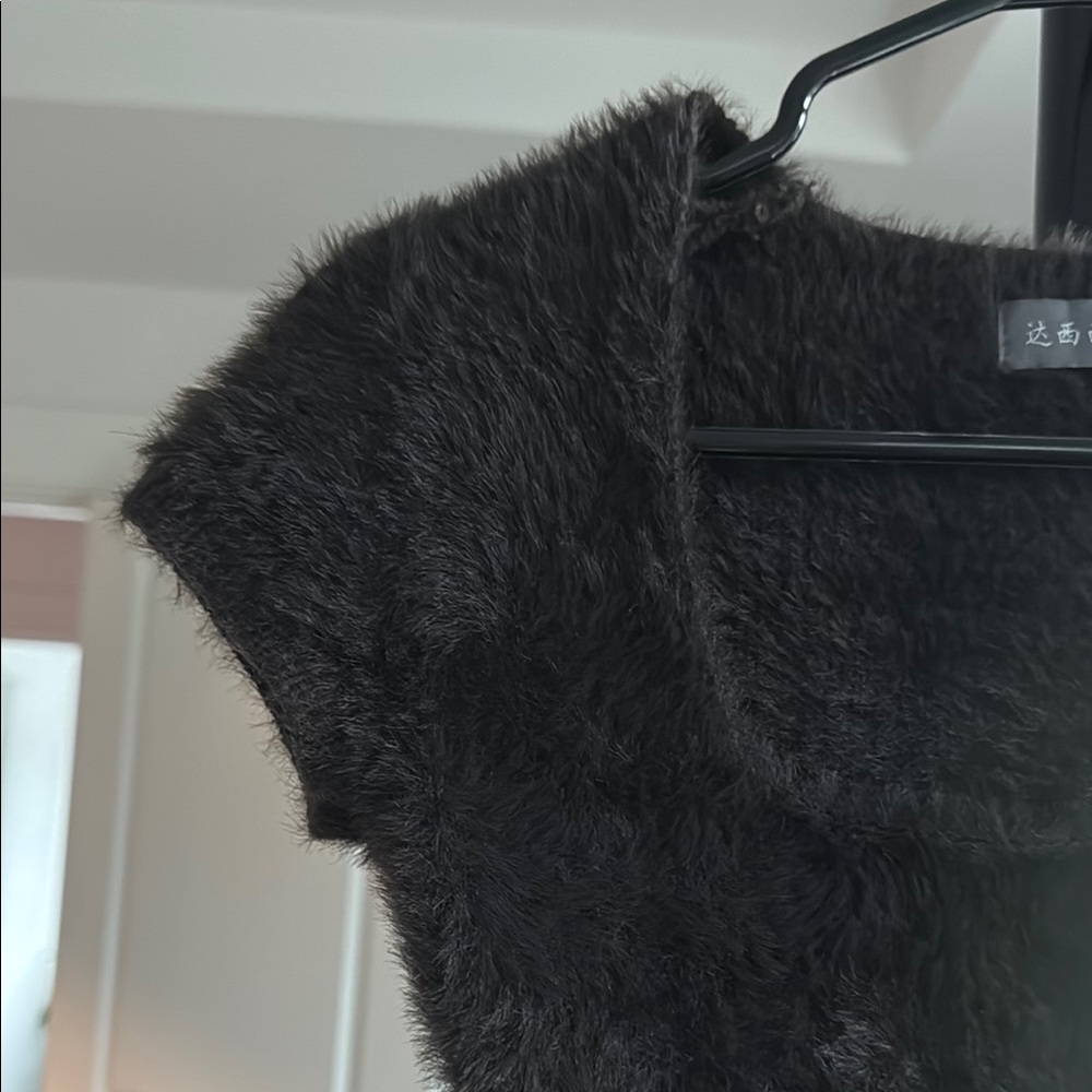 Fuzzy Brown Button-Up Crop Top - image 3